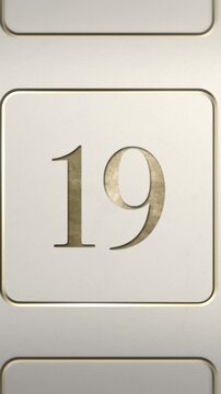 Advent calendar door 19 opening green screen cream and gold vertical
