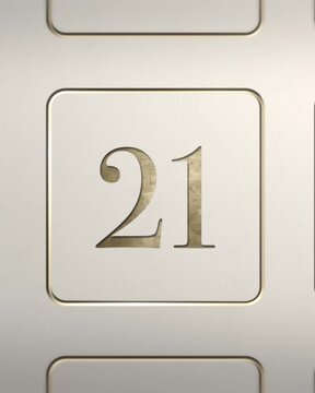 Advent calendar door 21 opening green screen cream and gold 4:5