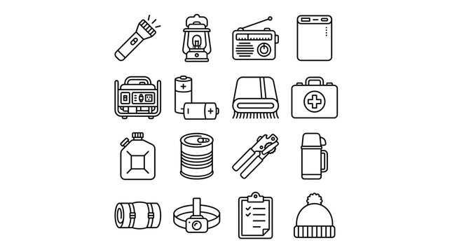 Winter Power Outage Household Preparedness: flashlight, battery lantern, hand-crank radio, power bank, portable generator, spare batteries, wool blanket, first
