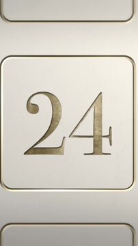 Advent calendar door 24 opening green screen cream and gold vertical