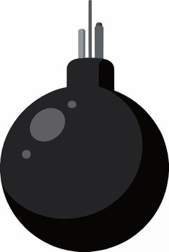 Front view vector illustration of black submarine ballast tank flooding with seawater for diving, stylized underwater vessel icon with periscope tower and glossy hull in minimal flat design