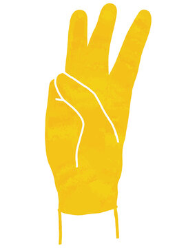 Six Finger Hand Sign, Both Hands Counting, Line Art