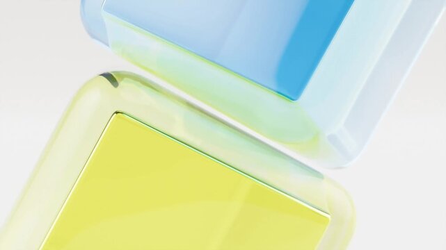 Blue yellow glass shape object bg rotate endless 4k