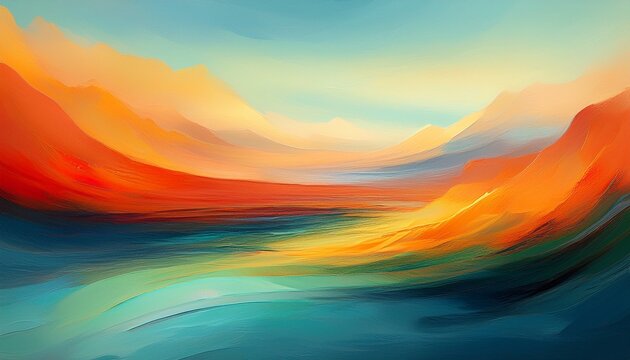 atmospheric modern abstract landscape painting with soft horizon and layered composition