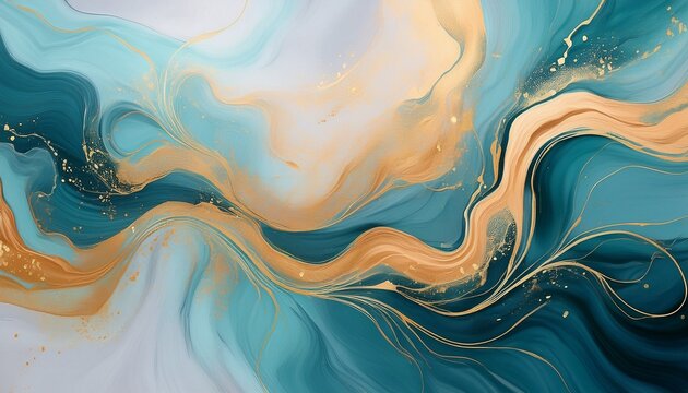 natural luxury abstract fluid art painting in liquid ink technique tender and dreamy wallpaper mixture of colors creating transparent waves and golden swirls for posters other printed materials