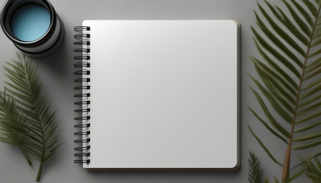 realistic blank horizontal open realistic spiral notepad mockup