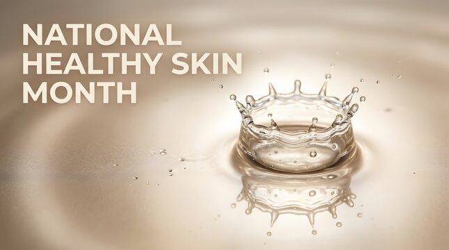 National Healthy Skin Month water droplet splash clean beauty skin care awareness