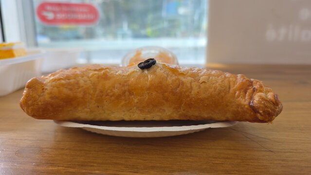 golden Puff pastry stuffed with sausage and cheese