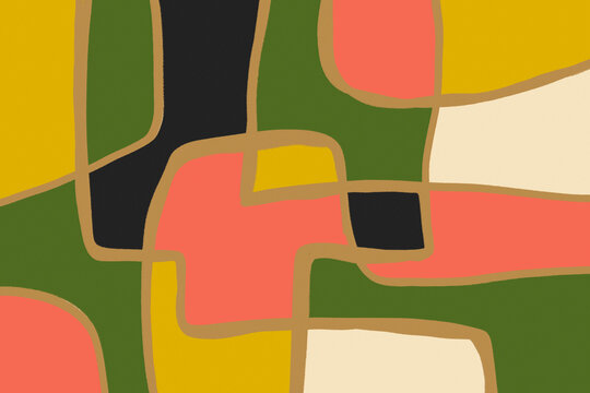 Retro mid-century modern abstract groovy 70s pattern