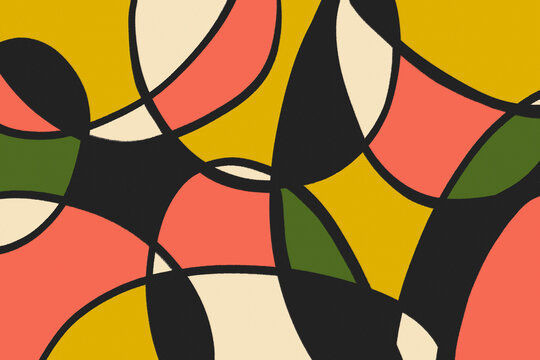 Retro mid-century modern abstract groovy 70s pattern