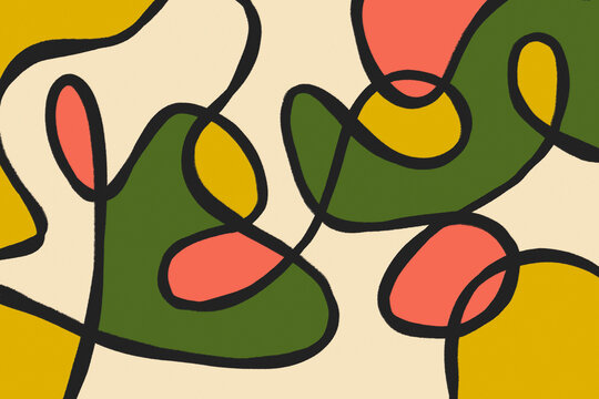 Retro mid-century modern abstract groovy 70s pattern