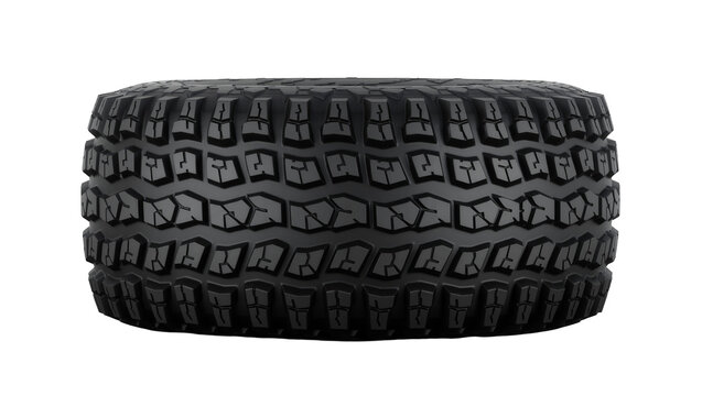 Rugged black all-terrain tire tread pattern, isolated on transparent background