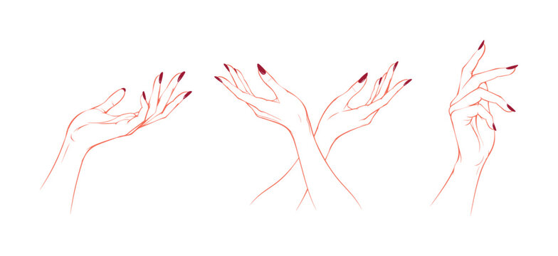 Airy gestures of freedom portrayed through an open palm tilted upward with loosely separated fingers, two hands spreading outward
