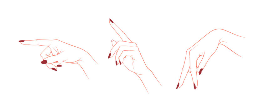 Warm pointing motions featuring a hand with index finger directed horizontally to the left, a separate hand pointing diagonally
