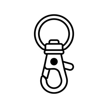 Minimalist fishing stringer clip icon with swivel snap hook and metal ring vector illustration