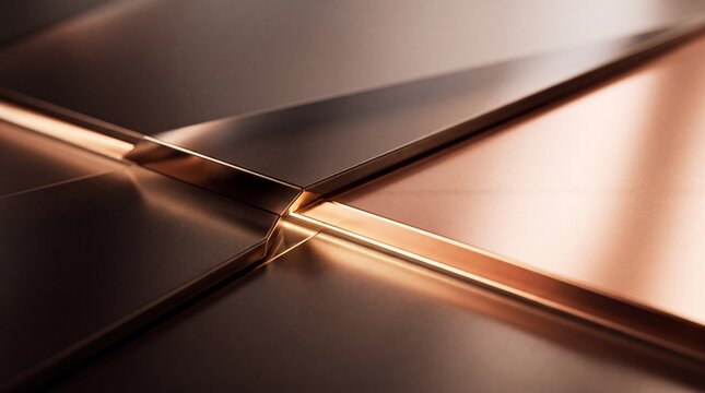 Abstract Rose Gold Metallic Geometric Plates Background