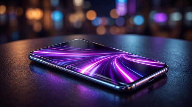 Smartphone with High Speed Data Light Trails on Display