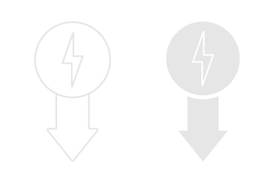 Lightning bolt symbol inside a circle with a down arrow icon set