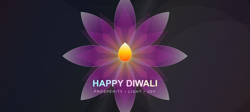 Diwali festival diya oil lamp with floral pattern geometry background marking religious night celebration within dark space for cultural holiday greeting card project featuring prosperity light