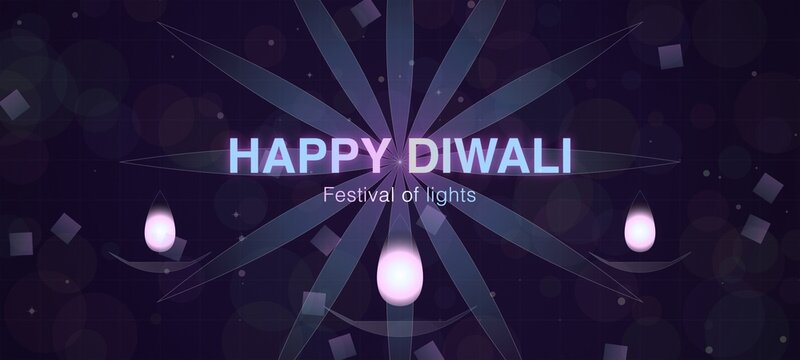 Happy Diwali festival of light with diya lamp and spiritual geometry background for religious celebration marking ancient tradition in night ceremony featuring peace and togetherness for hindu