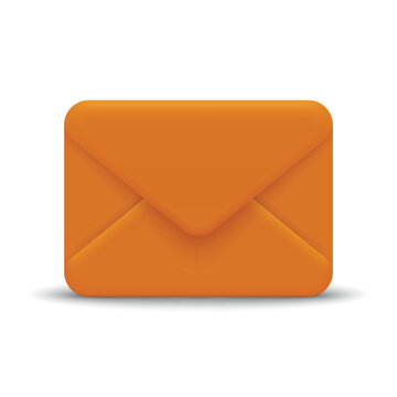 Orange Envelope, Vector Illustration. 3d Red Envelope with Closed Flap, Front View. Orange Envelope Isolated for Email, Mail, Message, Letter, Contact, Communication, Notification, Inbox