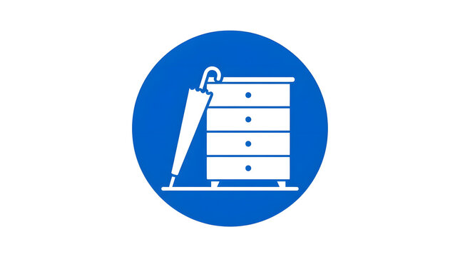 Blue circular icon with ladder and server rack