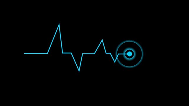 Digital heart rate monitor screen pulse line and digital radar target circle, isolated on a transparent background. motion graphic of a digital heartbeat concept.