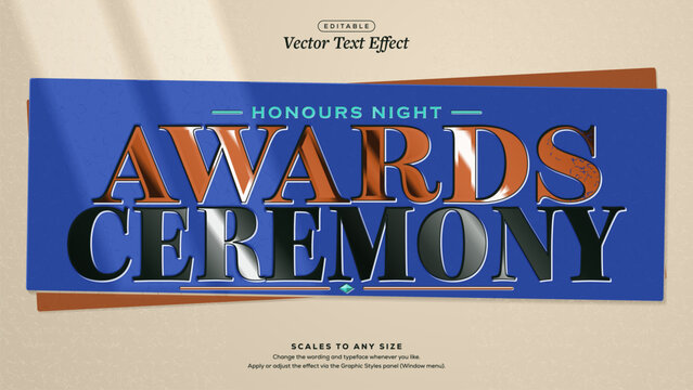 Awards Ceremony Copper and Black Foil Text Effect on Royal Blue Card