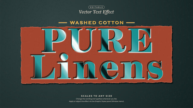 Pure Linens Teal Foil Text Effect on Rust Red Torn Paper