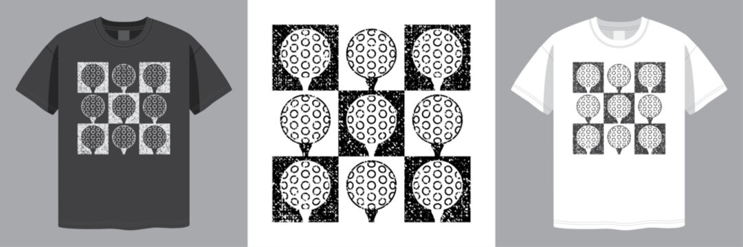 Golf Checkered Design. Sports Concept. Distressed Grunge Style. T-shirt design. Laser Engraving. Vector illustration.