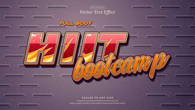 HIIT Bootcamp Text Effect in Red Flame Capitals and Orange Script