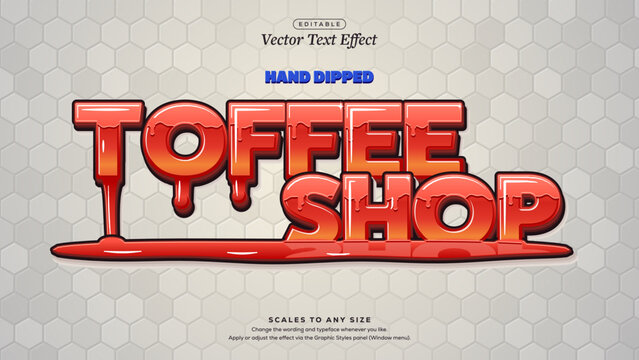 Toffee Shop Glossy Red Dripping Text Effect on Hex Tiles