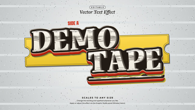 Demo Tape Cream Toner Text Effect on Yellow Ticket Label