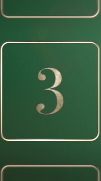 Advent calendar door 3 opening green screen green and gold vertical