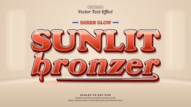 SUNLIT bronzer Glossy Coral Beauty Text Effect with Swash Underline
