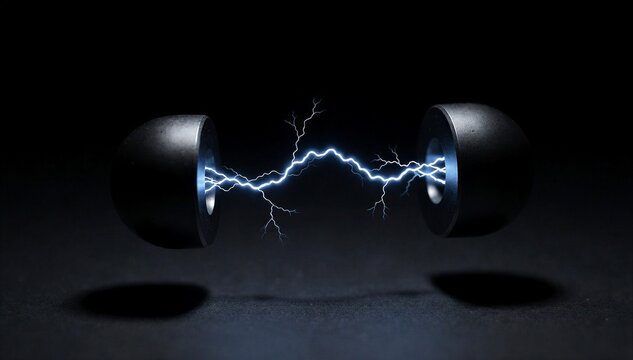 Electric arc jumping between two floating metallic spheres