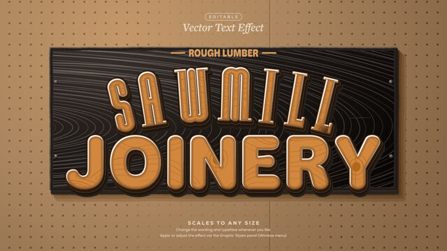 Sawmill Joinery Arched Wood Grain Text Effect on Dark Board