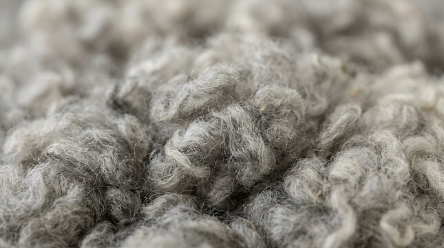 Detailed macro viewnatural unprocessed raw merino sheep fleece fiber soft fluffy grey textured wool background organic agricultural animal material surface detailed studio close up wallpaper