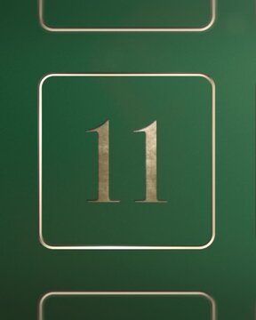 Advent calendar door 11 opening green screen green and gold 4:5