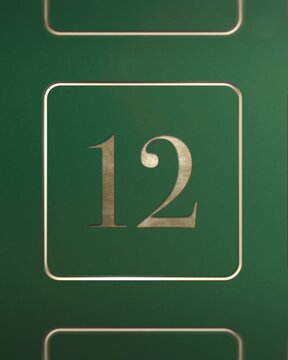 Advent calendar door 12 opening green screen green and gold 4:5