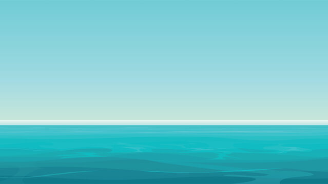 Minimal seascape with tranquil blue water, soft sky gradient, and clean horizon line creating a peaceful marine backdrop for summer, travel, nature, and design use vector illustration