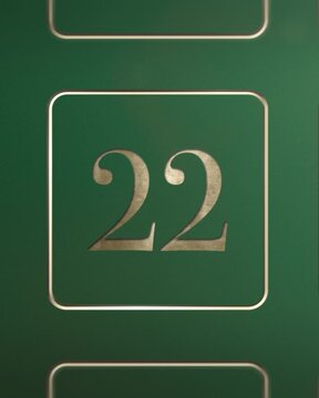 Advent calendar door 22 opening green screen green and gold 4:5