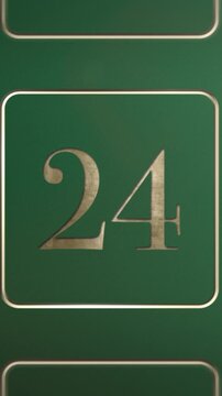 Advent calendar door 24 opening green screen green and gold vertical