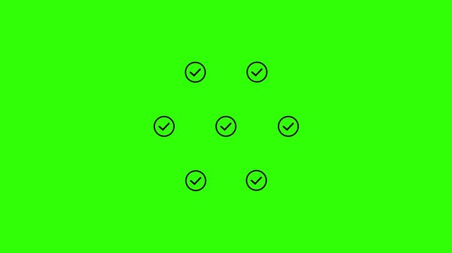 Black Checkmark Icons Forming a Geometric Pattern on Green Screen
