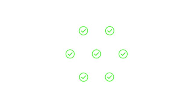 Green Checkmark Icons Forming a Geometric Pattern on White Background