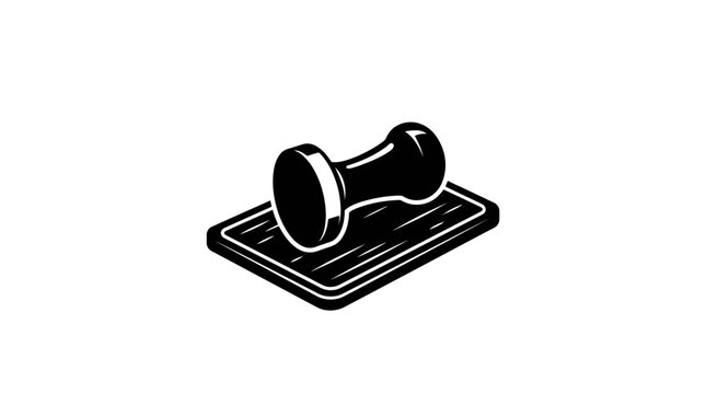 Minimalist black and white hand stamp icon illustration.
