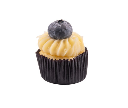 Blueberry Cupcake with Vanilla Buttercream Isolated on Transparent Background
