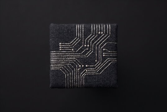 Smart textile with conductive silver thread macro