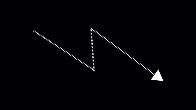 White Zigzag Arrow Graphic Moving Downward Against transparent background