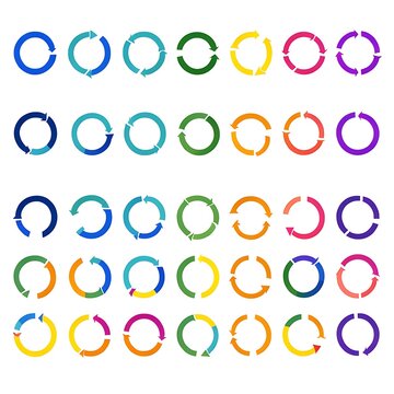 Circular arrow cycle icons with colorful gradients for process management charts.